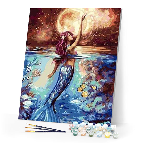 paint by numbers | Mermaid and Moonlight | animals fish intermediate | FiguredArt