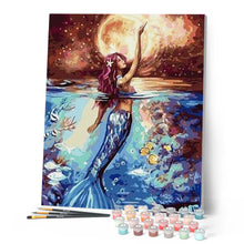 Load image into Gallery viewer, paint by numbers | Mermaid and Moonlight | animals fish intermediate | FiguredArt