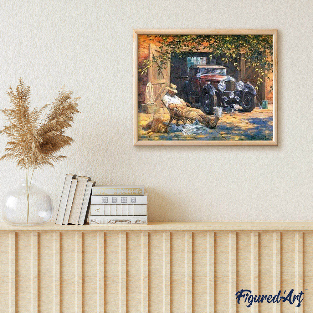 paint by numbers | Man sitting near his car | advanced landscapes | FiguredArt