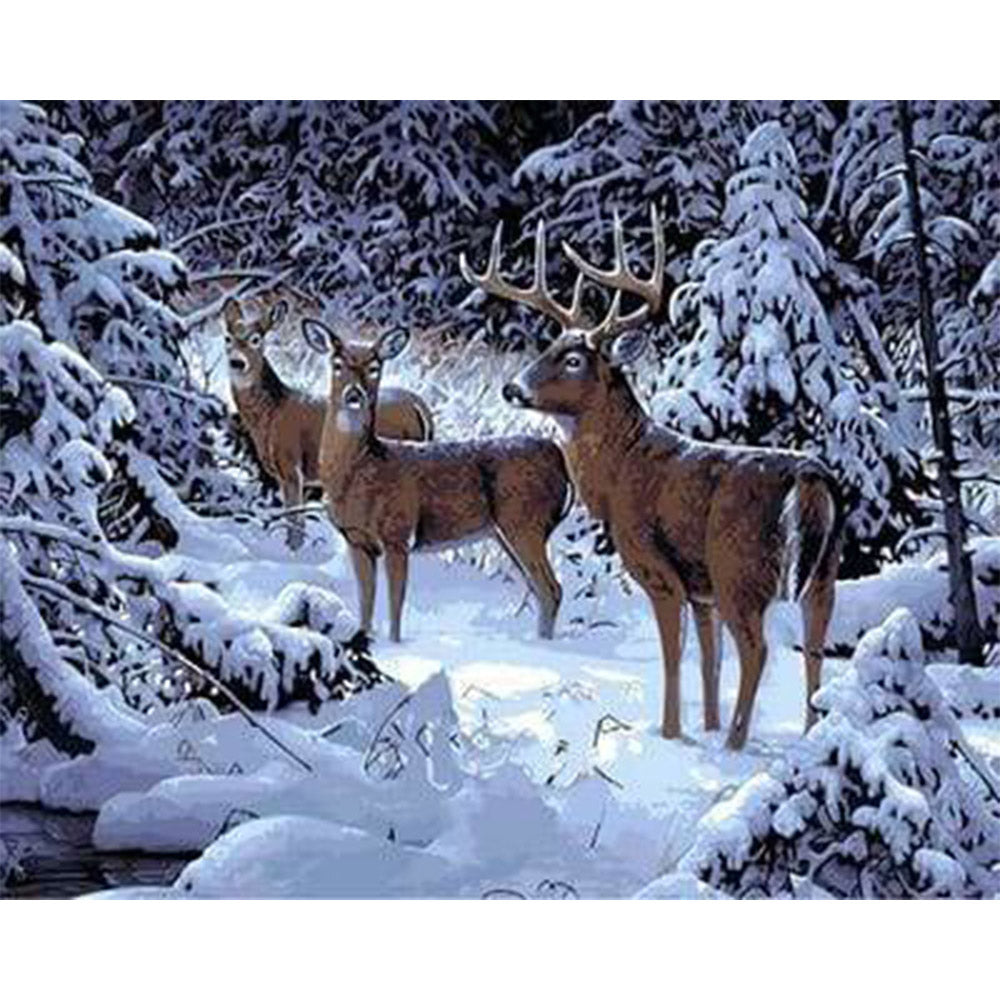 paint by numbers | Deer in the Snow | advanced animals deer | FiguredArt