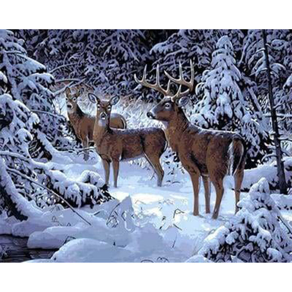 paint by numbers | Deer in the Snow | advanced animals deer | FiguredArt