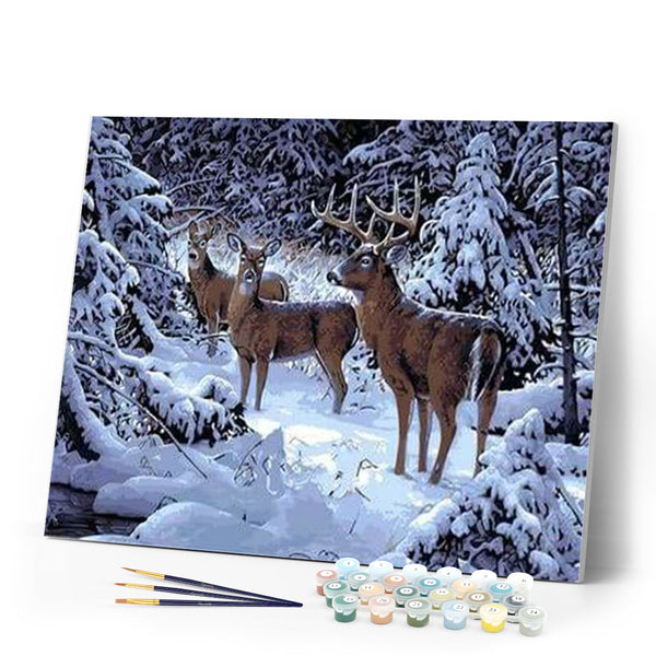 paint by numbers | Deer in the Snow | advanced animals deer | FiguredArt