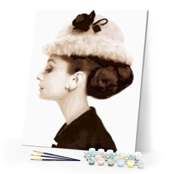 paint by numbers | Stylish Hat | intermediate portrait | FiguredArt