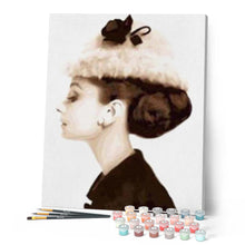 Load image into Gallery viewer, paint by numbers | Stylish Hat | intermediate portrait | FiguredArt