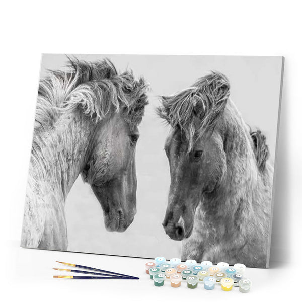 paint by numbers | Confrontation Two Horses | advanced animals horses | FiguredArt
