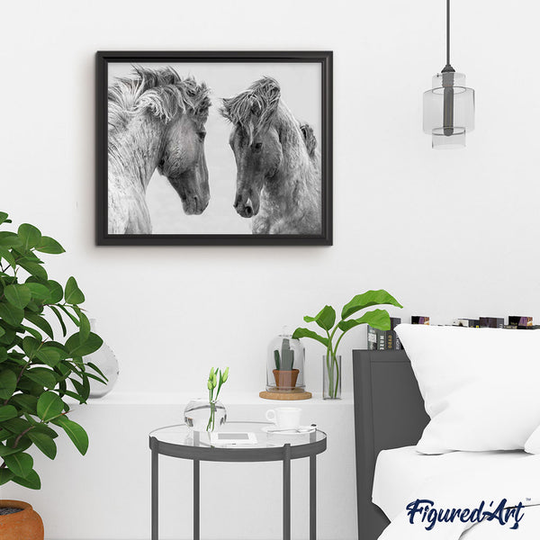 paint by numbers | Confrontation Two Horses | advanced animals horses | FiguredArt