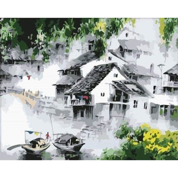 paint by numbers | Dream Water Town | intermediate landscapes | FiguredArt