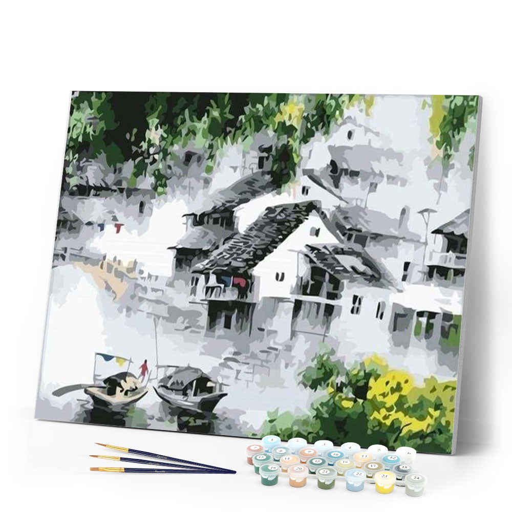paint by numbers | Dream Water Town | intermediate landscapes | FiguredArt