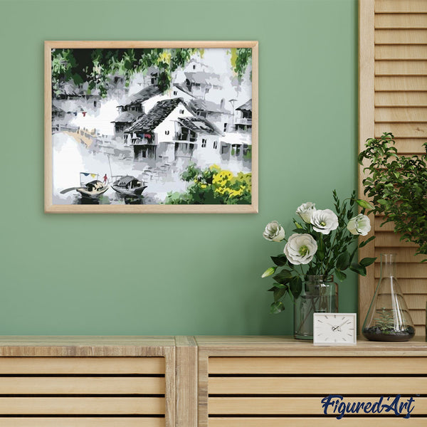 paint by numbers | Dream Water Town | intermediate landscapes | FiguredArt