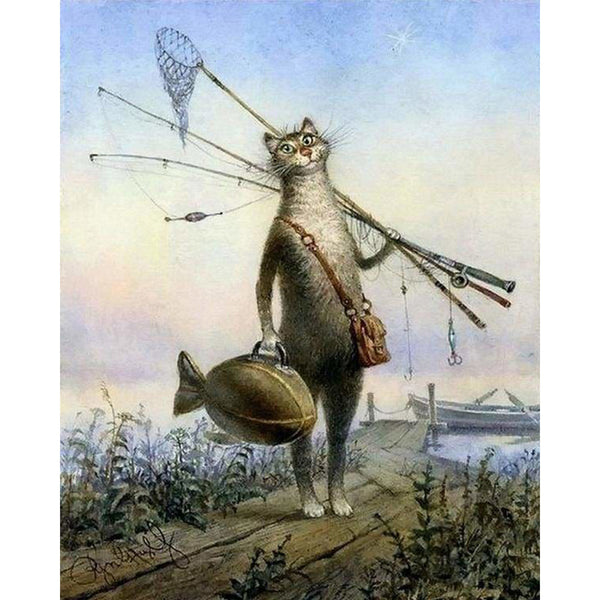 paint by numbers | Cat Fishing | advanced animals cats | FiguredArt