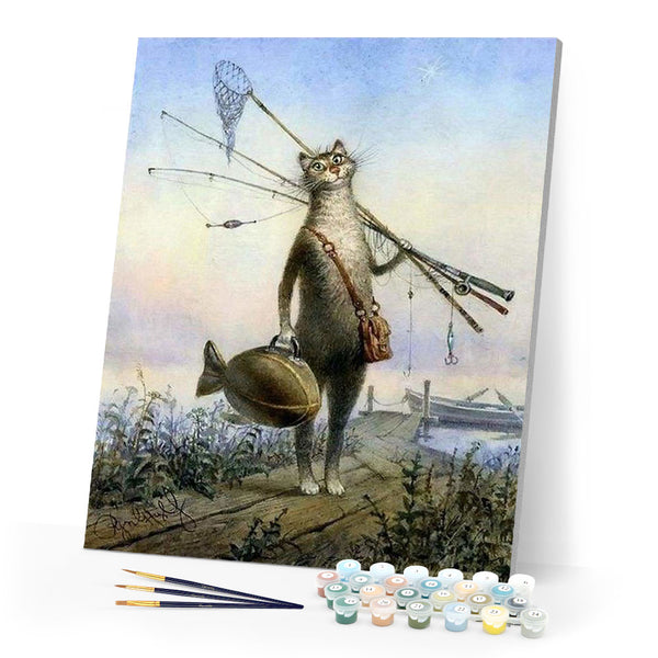 paint by numbers | Cat Fishing | advanced animals cats | FiguredArt