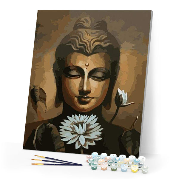 paint by numbers | Face of Buddha and Lotus Flower | beginners easy portrait religion | FiguredArt