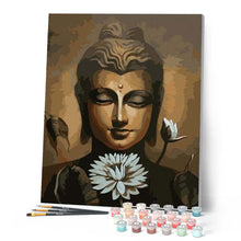 Load image into Gallery viewer, paint by numbers | Face of Buddha and Lotus Flower | beginners easy portrait religion | FiguredArt