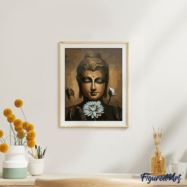 paint by numbers | Face of Buddha and Lotus Flower | beginners easy portrait religion | FiguredArt