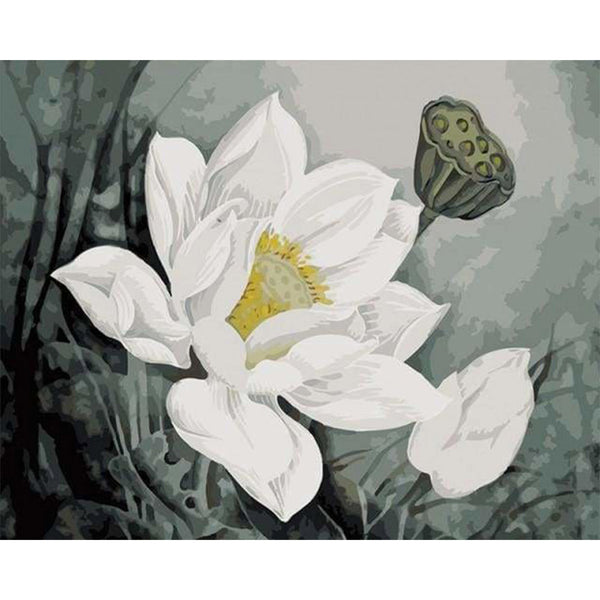 paint by numbers | White Lotus | easy flowers | FiguredArt