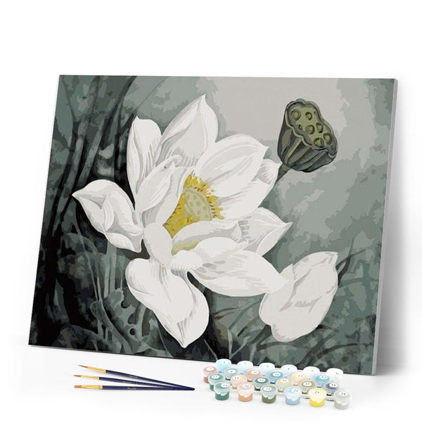 paint by numbers | White Lotus | easy flowers | FiguredArt