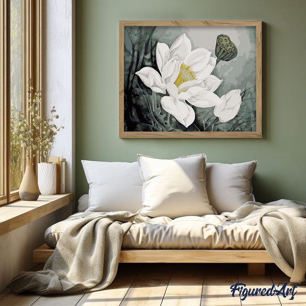 paint by numbers | White Lotus | easy flowers | FiguredArt