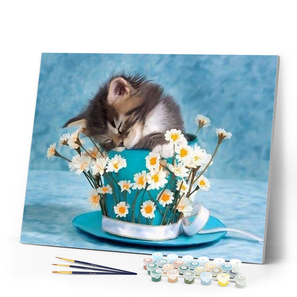 paint by numbers | Flowerpot Cat | advanced animals cats | FiguredArt