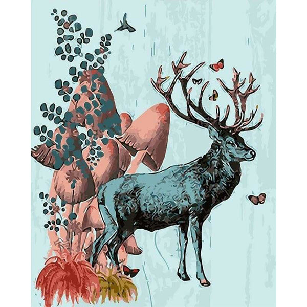paint by numbers | King Deer | animals deer flowers intermediate | FiguredArt