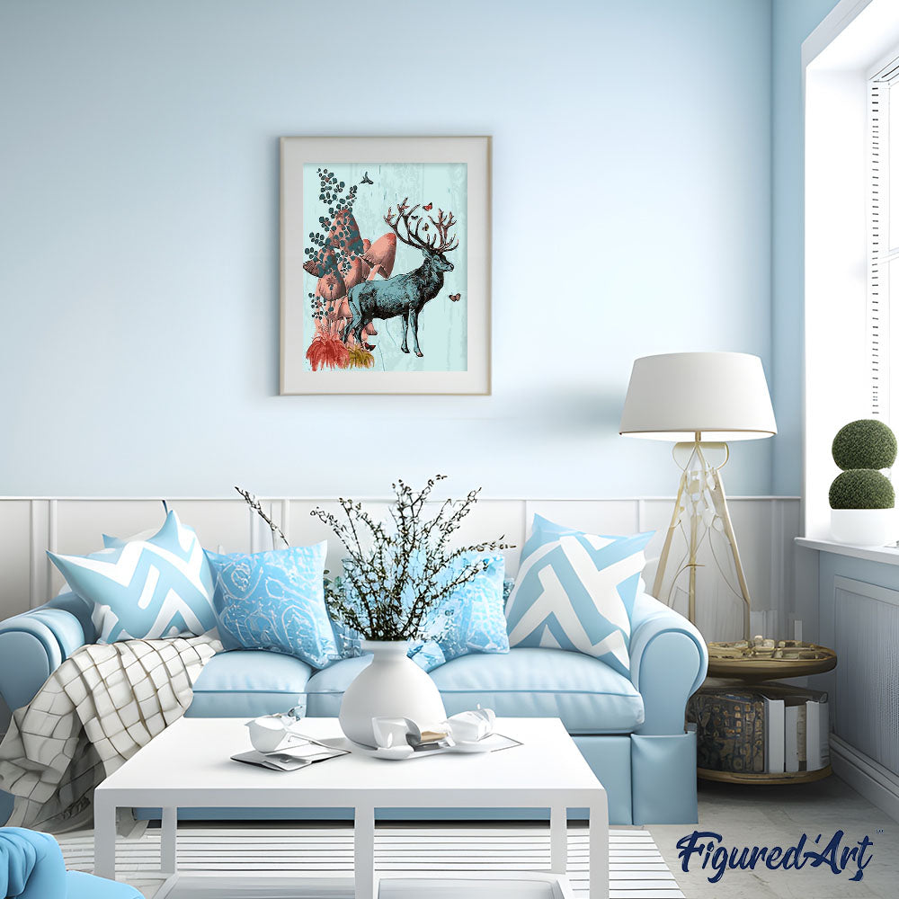 paint by numbers | King Deer | animals deer flowers intermediate | FiguredArt