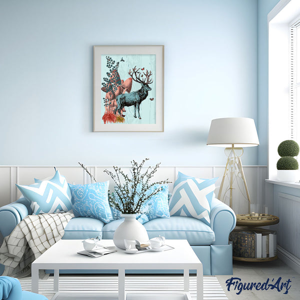 paint by numbers | King Deer | animals deer flowers intermediate | FiguredArt