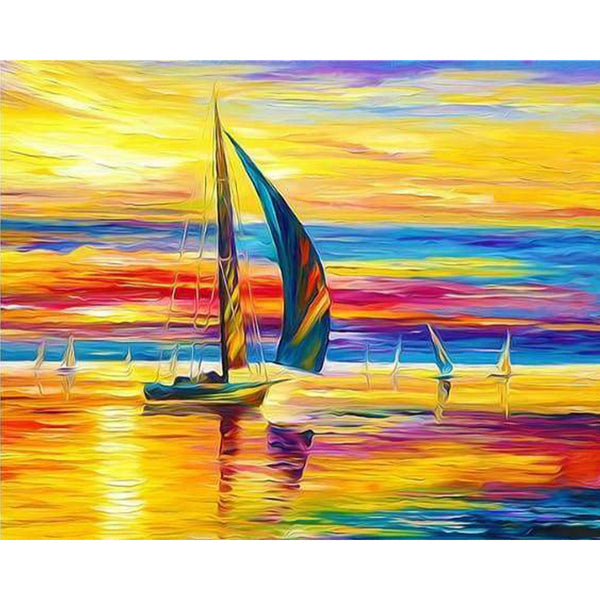 paint by numbers | Sunset Seaview | advanced landscapes ships and boats | FiguredArt