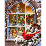 paint by numbers | Christmas Window | animals birds christmas intermediate | FiguredArt