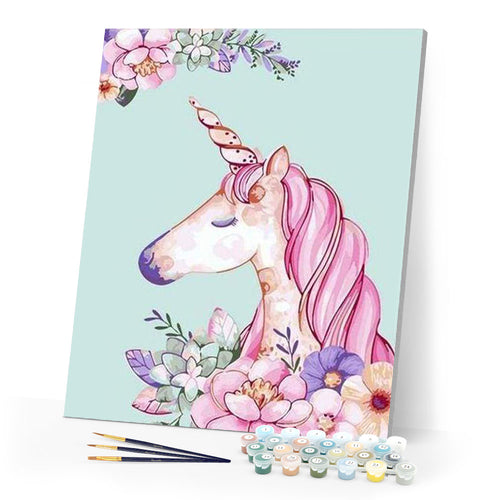 paint by numbers | Pink Unicorn | animals easy kids unicorns | FiguredArt