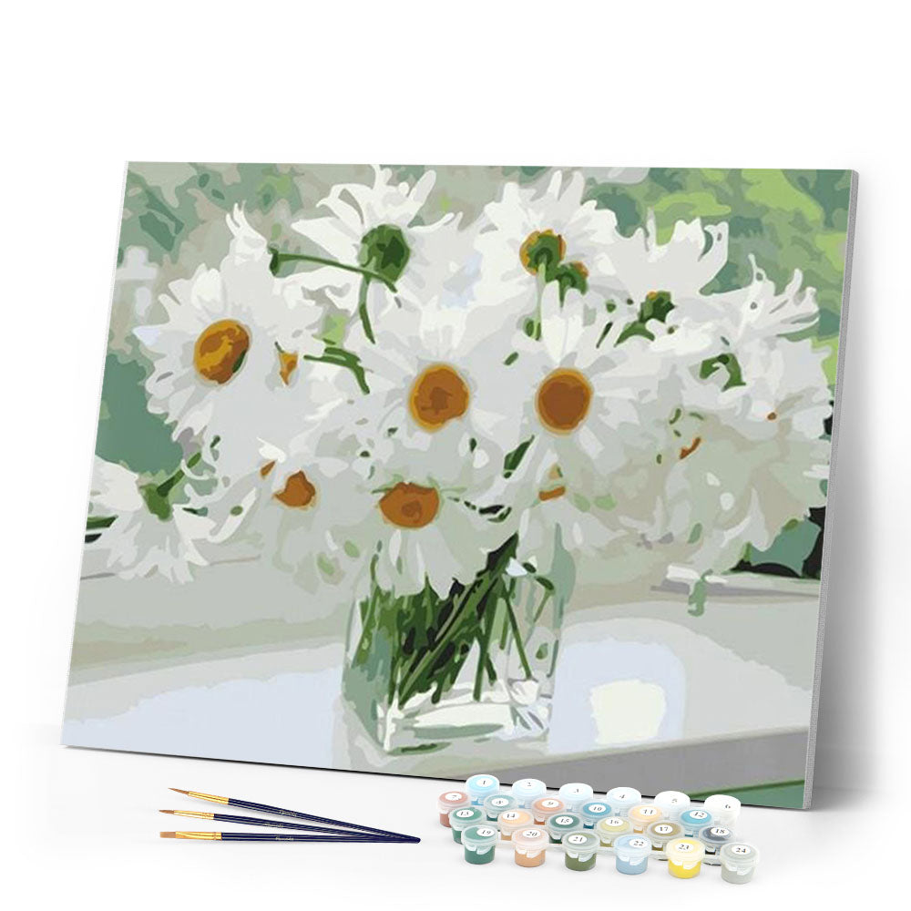 paint by numbers | White Flowers for Hope | easy flowers | FiguredArt