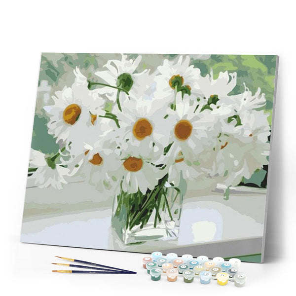 paint by numbers | White Flowers for Hope | easy flowers | FiguredArt