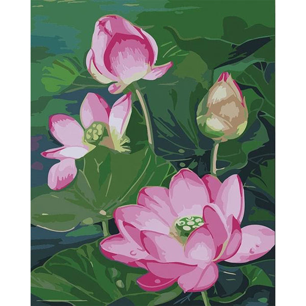 paint by numbers | Lotus Pond | easy flowers | FiguredArt