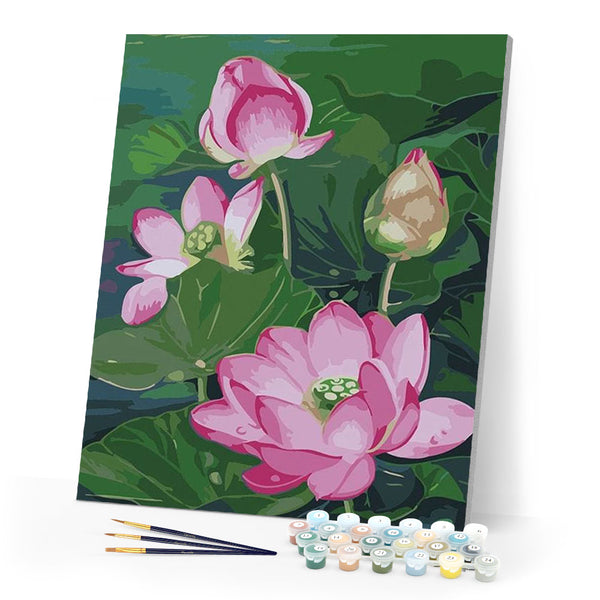 paint by numbers | Lotus Pond | easy flowers | FiguredArt
