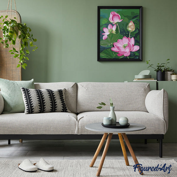 paint by numbers | Lotus Pond | easy flowers | FiguredArt