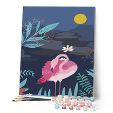 Load image into Gallery viewer, paint by numbers | Flamingo at Night | animals birds easy flamingos flowers | FiguredArt