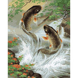 paint by numbers | Fishes in the River | animals fish flowers intermediate | FiguredArt