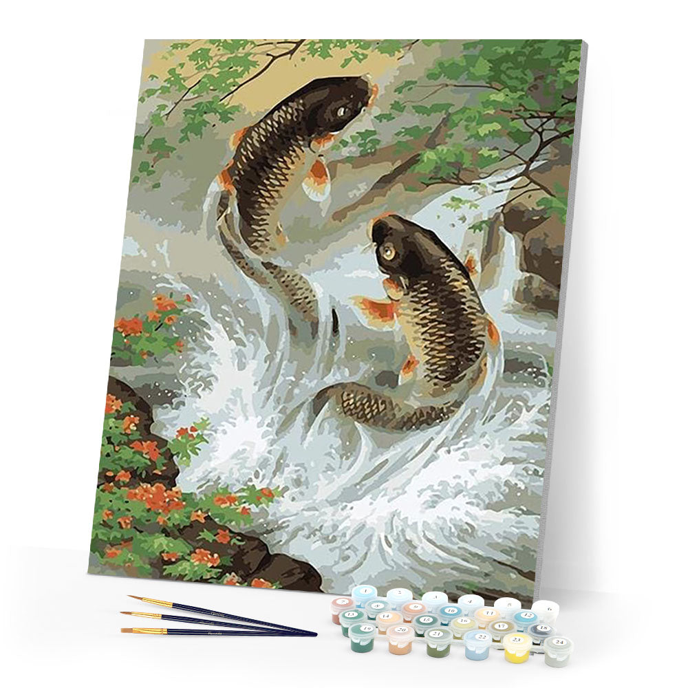 paint by numbers | Fishes in the River | animals fish flowers intermediate | FiguredArt