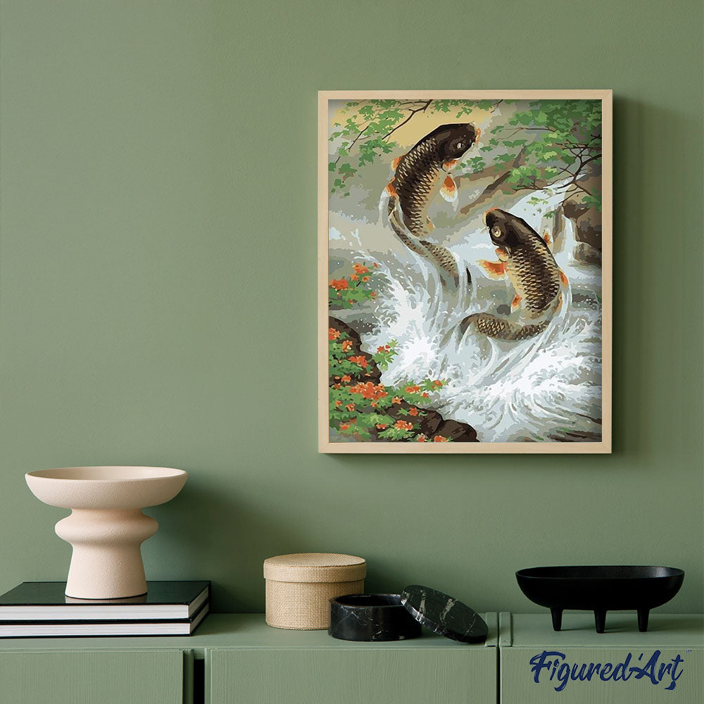 paint by numbers | Fishes in the River | animals fish flowers intermediate | FiguredArt