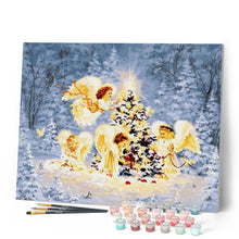 Load image into Gallery viewer, paint by numbers | Christmas Tree with Angels | christmas intermediate trees | FiguredArt