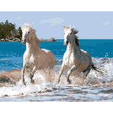 paint by numbers | White Horses and Seaside | animals horses intermediate | FiguredArt