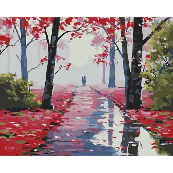 paint by numbers | Walk In The Red Forest | easy landscapes | FiguredArt