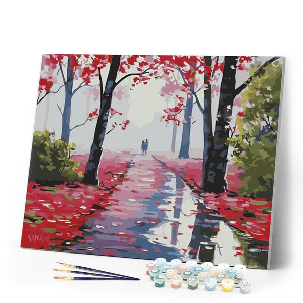 paint by numbers | Walk In The Red Forest | easy landscapes | FiguredArt