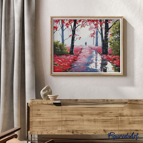 paint by numbers | Walk In The Red Forest | easy landscapes | FiguredArt