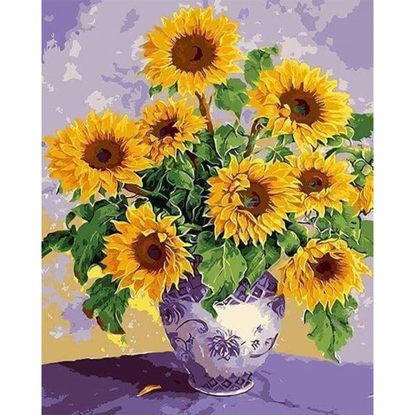 paint by numbers | Sunflowers in Ancient Vase | flowers intermediate | FiguredArt