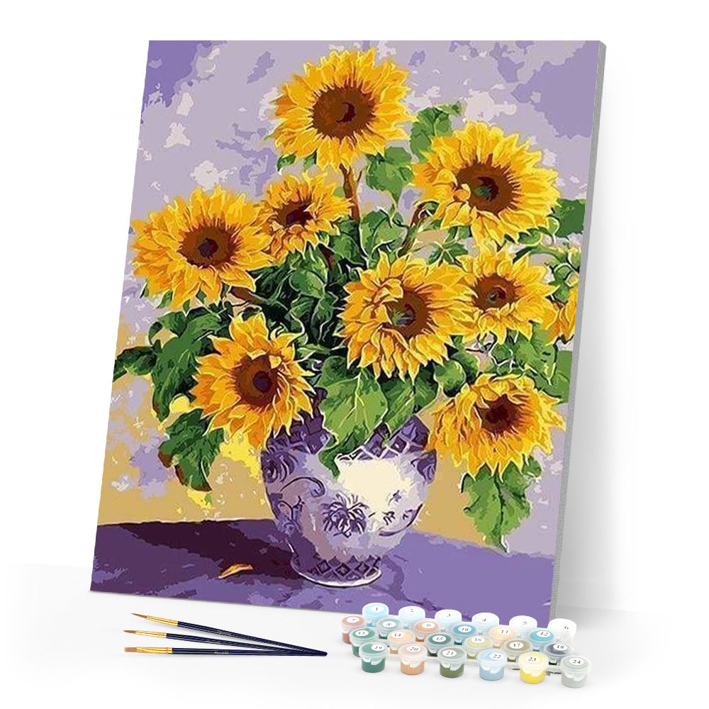 paint by numbers | Sunflowers in Ancient Vase | flowers intermediate | FiguredArt