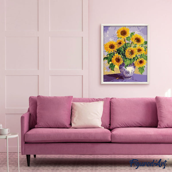 paint by numbers | Sunflowers in Ancient Vase | flowers intermediate | FiguredArt