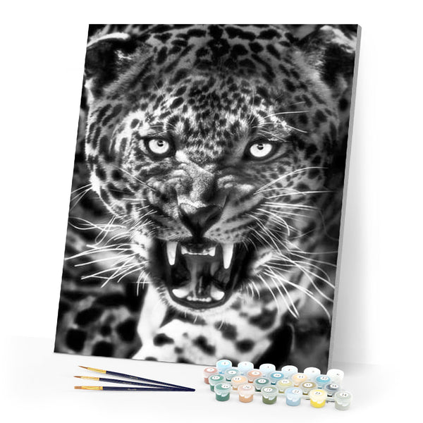 paint by numbers | Cheetah Black and White | advanced animals leopards | FiguredArt