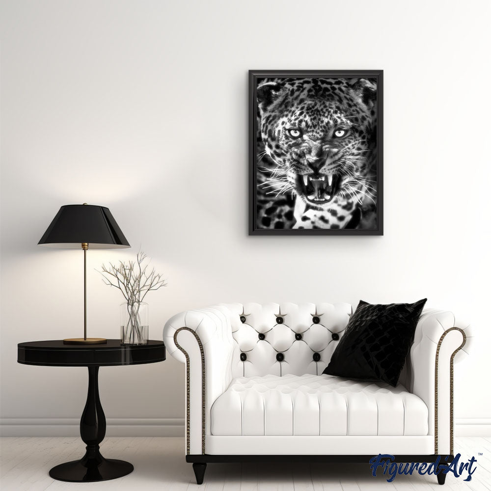 paint by numbers | Cheetah Black and White | advanced animals leopards | FiguredArt