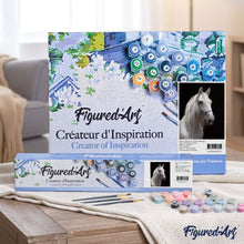 Load image into Gallery viewer, paint by numbers | White Horse and black background | advanced animals horses | FiguredArt