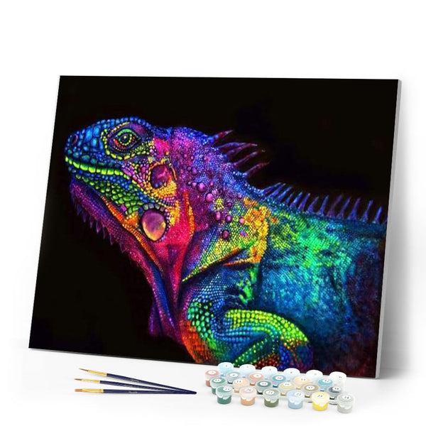 paint by numbers | Colorful Chameleon | advanced animals Pop Art | FiguredArt