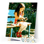 paint by numbers | Little Girl in the park with her cat | animals cats easy romance | FiguredArt